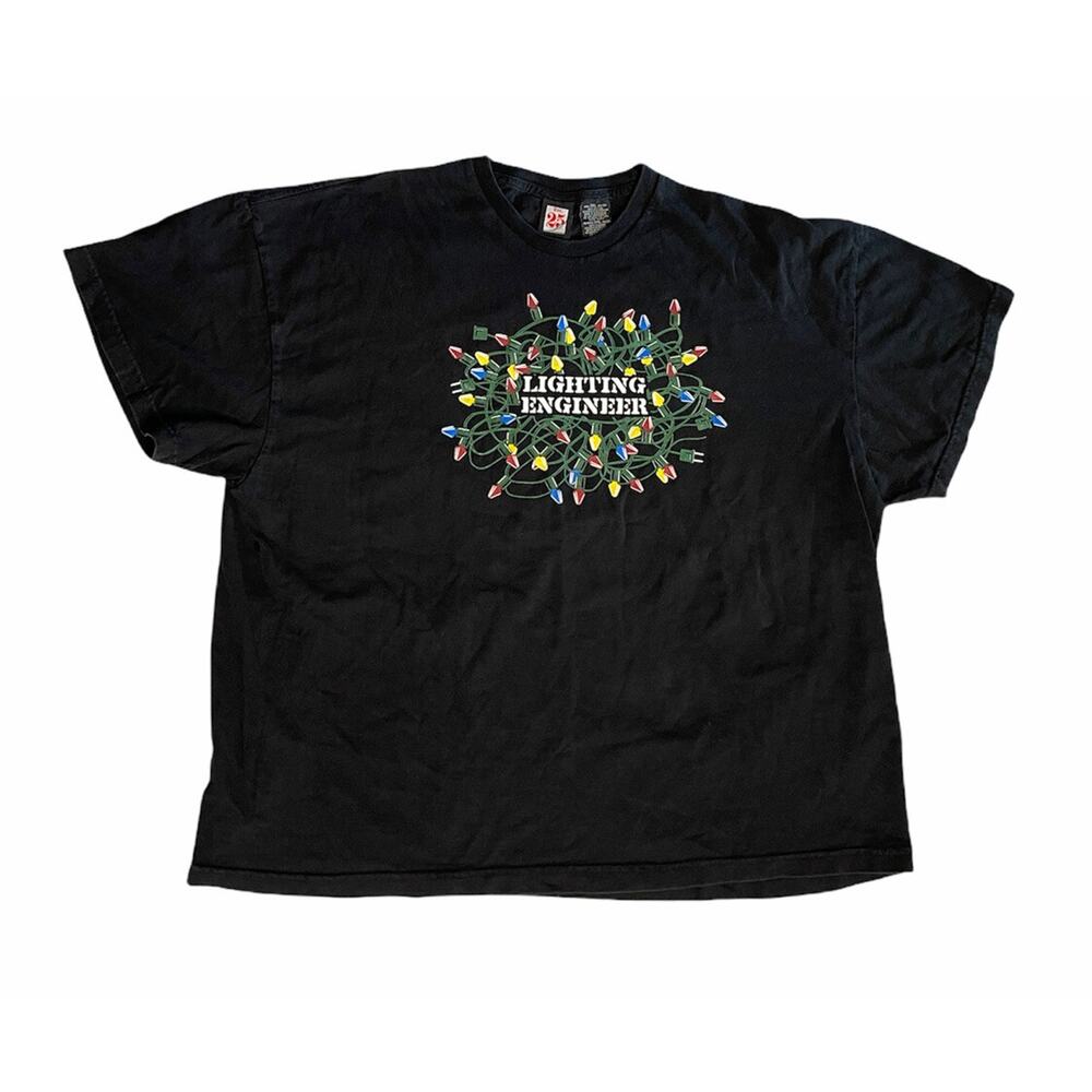 Mens Dec 25th Lighting Engineer Black Funny Christmas‎ T-Shirt Plus Size 3XL